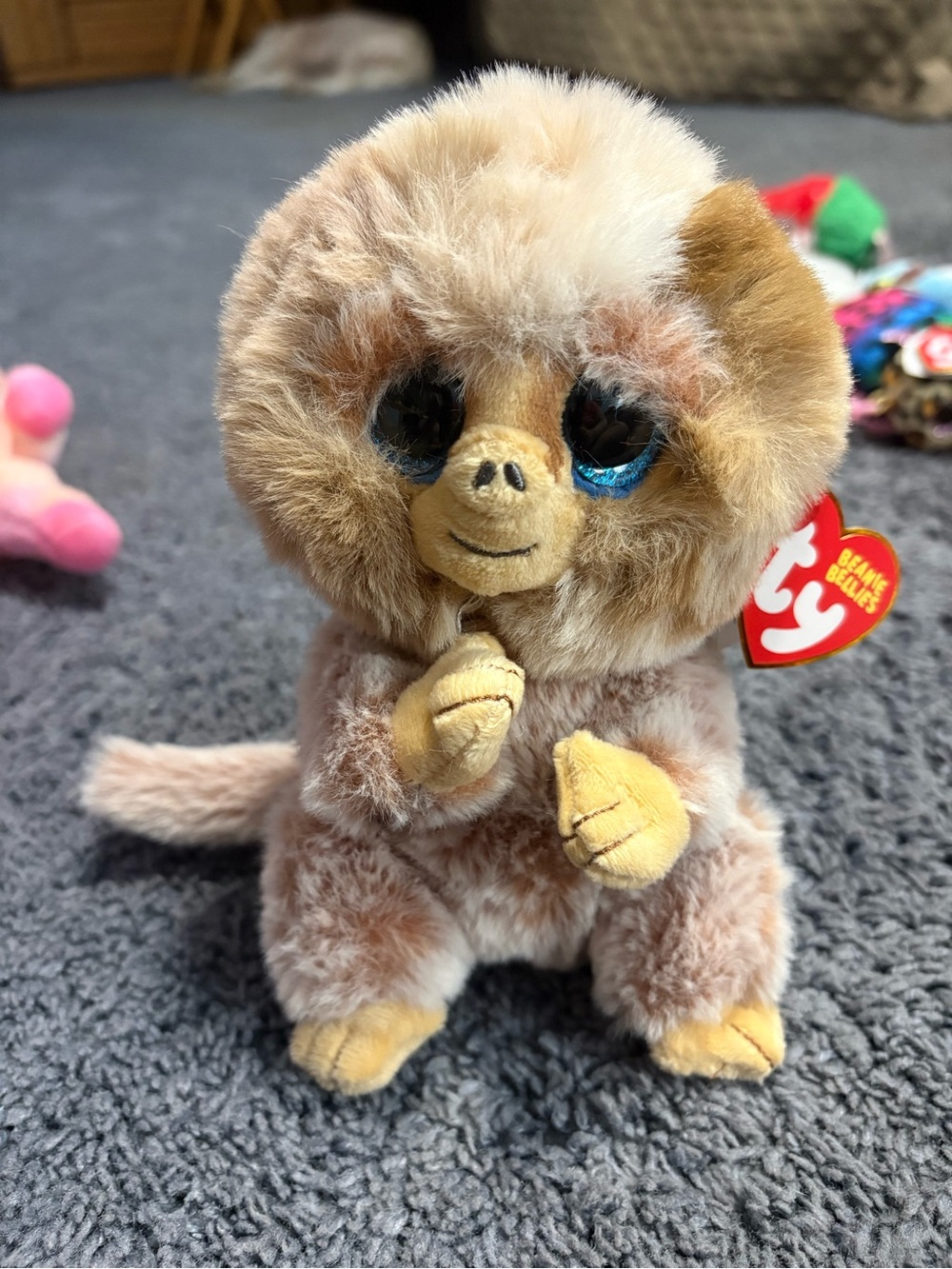 Ty Brown Plush Monkey with Blue Eyes